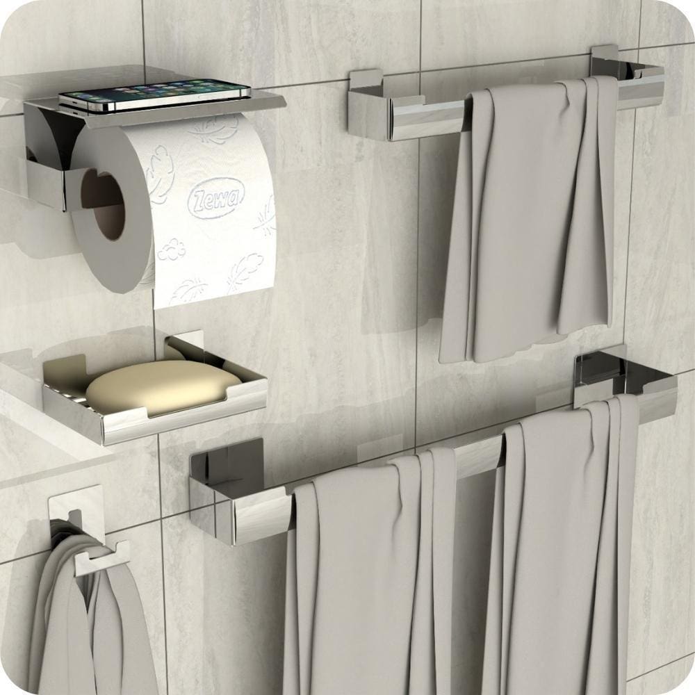 Kit Acessórios Para Banheiro Inox Ventosa Adesivo 5pçs ELG