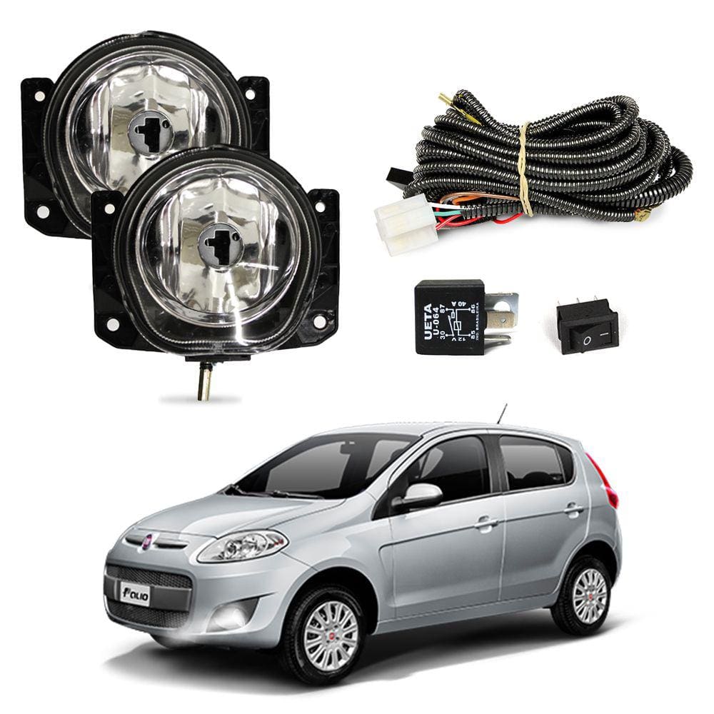Kit Farol de Milha Novo Palio G5 2012 2013 2014 2015 2016 2017 Auxiliar Neblina