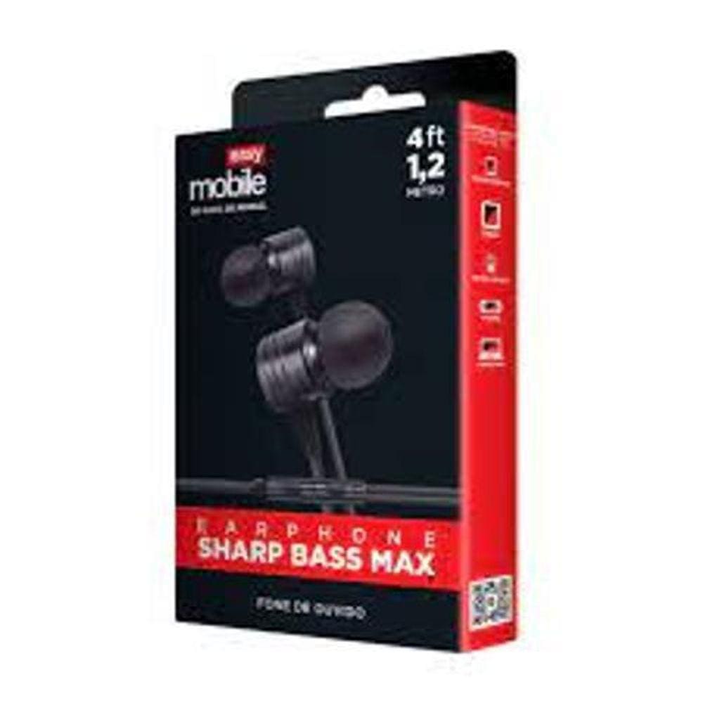 Kit Com 3 Fones De Ouvido Easy Mobile Sharp Bass Max Preto