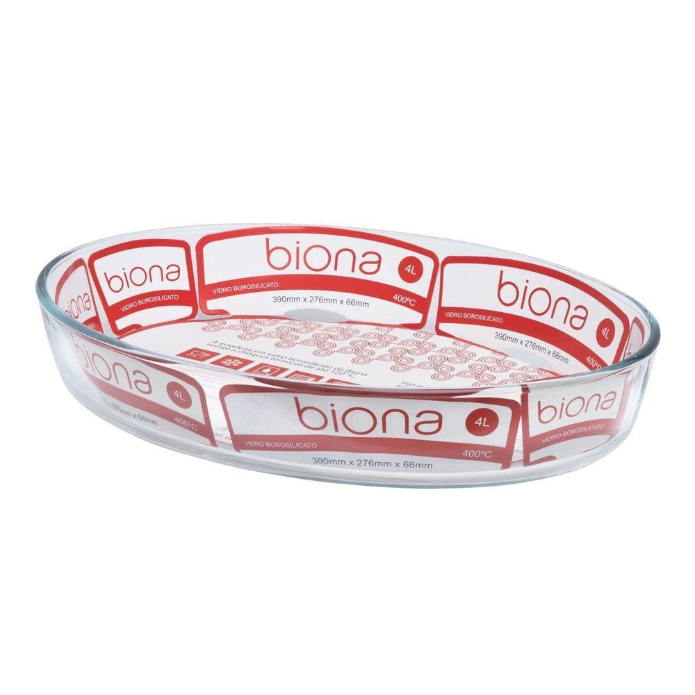 Assadeira de Vidro Oval 39x27,5cm 4 Litros Biona