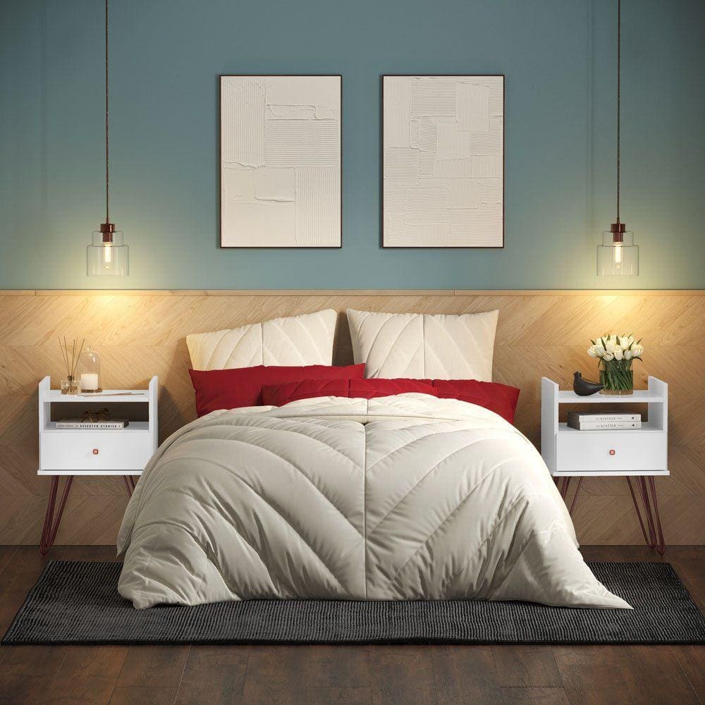 Conjunto Mesas de Cabeceira com Gaveta Bill Branco - Patrimar