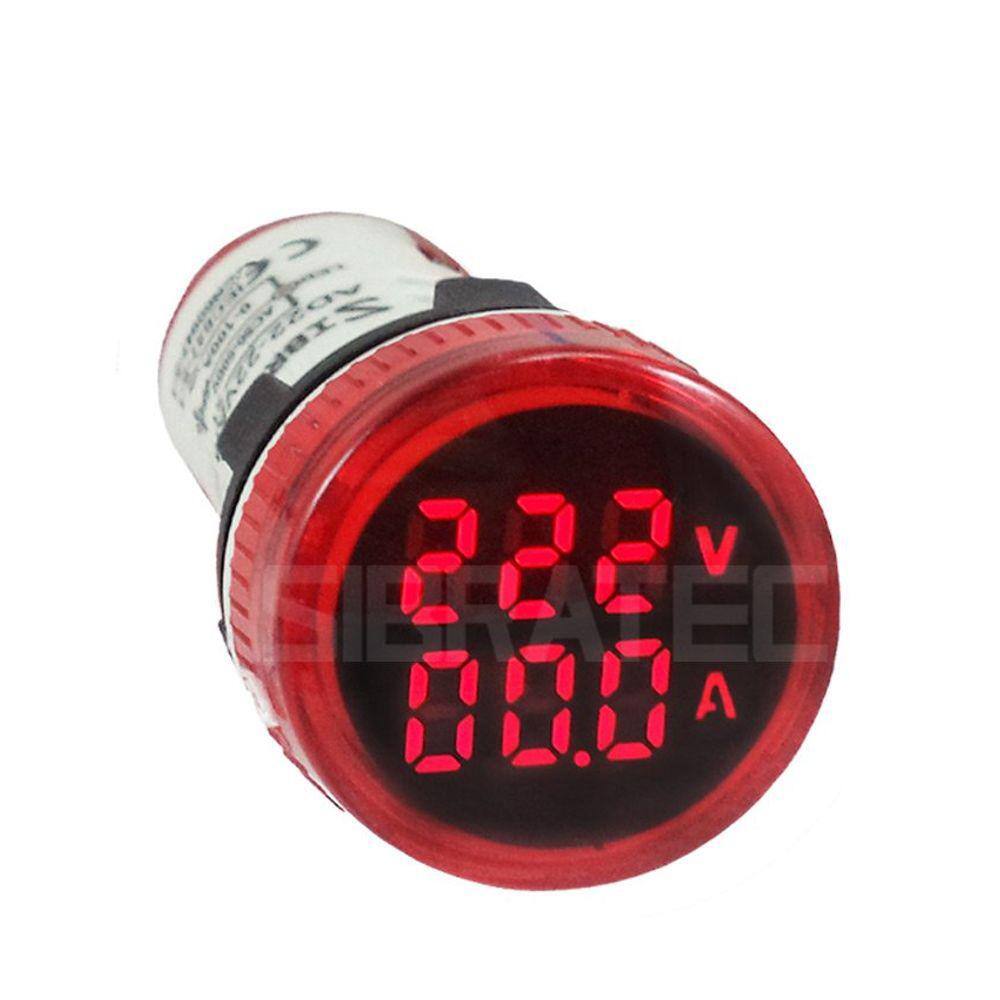 Voltímetro / Amperímetro Digital AD22- 60-500Vca / 0-100A Vermelho