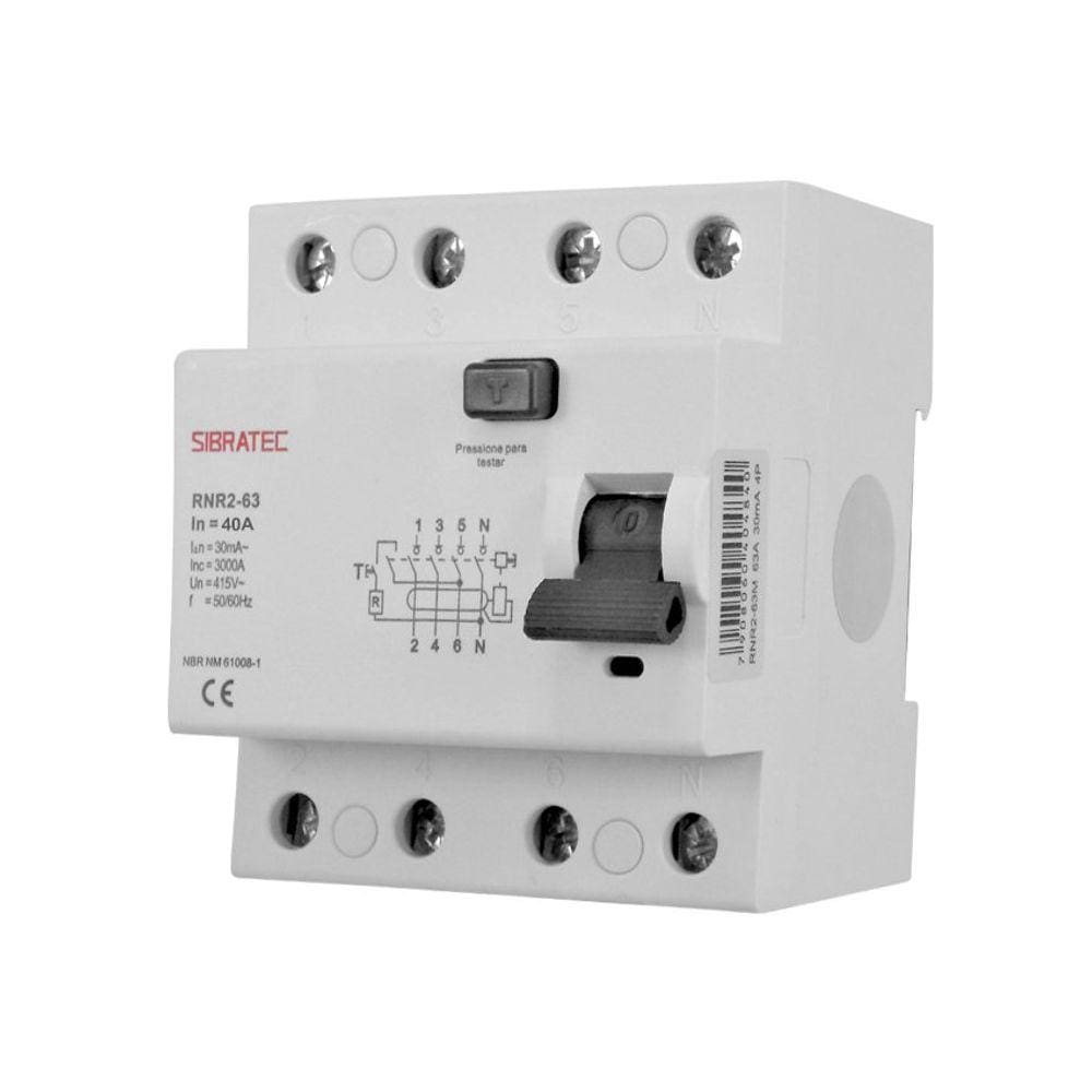 Interruptor Diferencial Residual DR Tetrapolar de 25A com 30mA de Sensibilidade