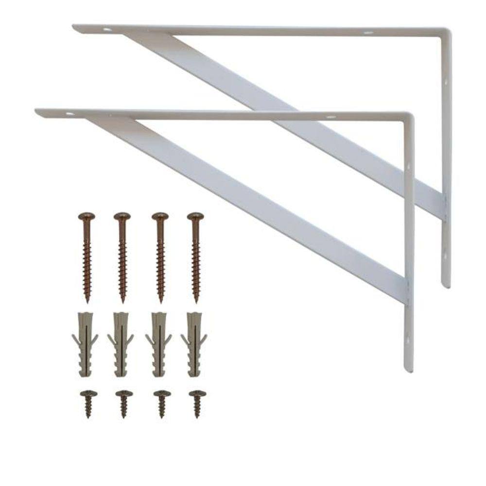 Suporte Simples para Prateleira Mão Francesa Branco – Kit 2 unidades