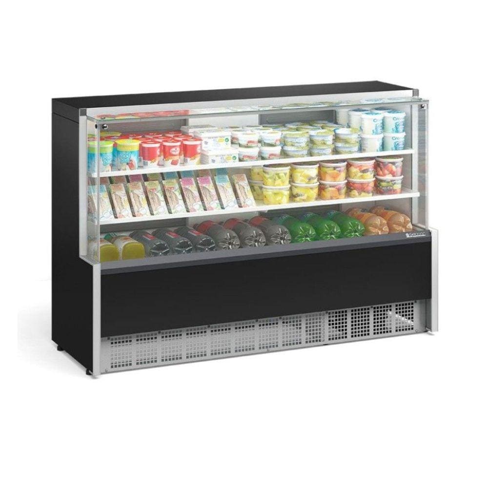 Balcão Refrigerado Vidro Reto 1,75M 2 Placas Frias Gelopar GPDA-175R PR 220v