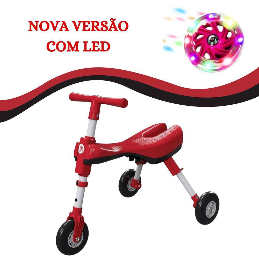 Triciclo Infantil Bimba Portátil Exclusivo Rodinhas Com Led