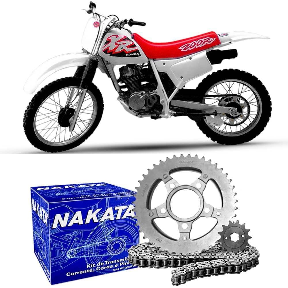 Kit Relação Transmissão Moto Honda Xr 200 1995 A 2003 Nakata