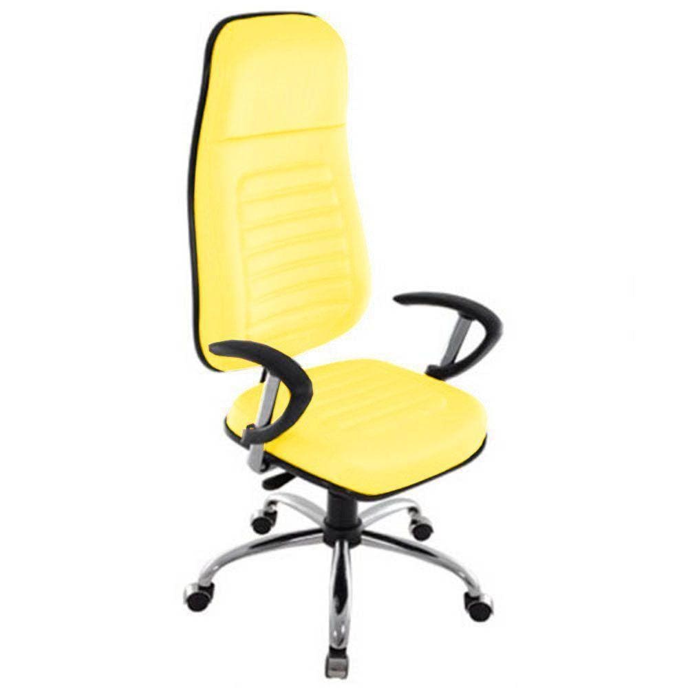 Cadeira Presidente Com Espaldar Alto Linha Blenda Amarelo