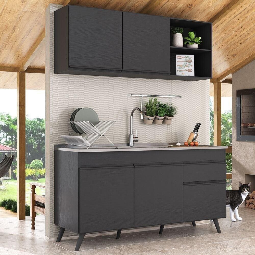 Armário De Cozinha Compacta Multimóveis Preto