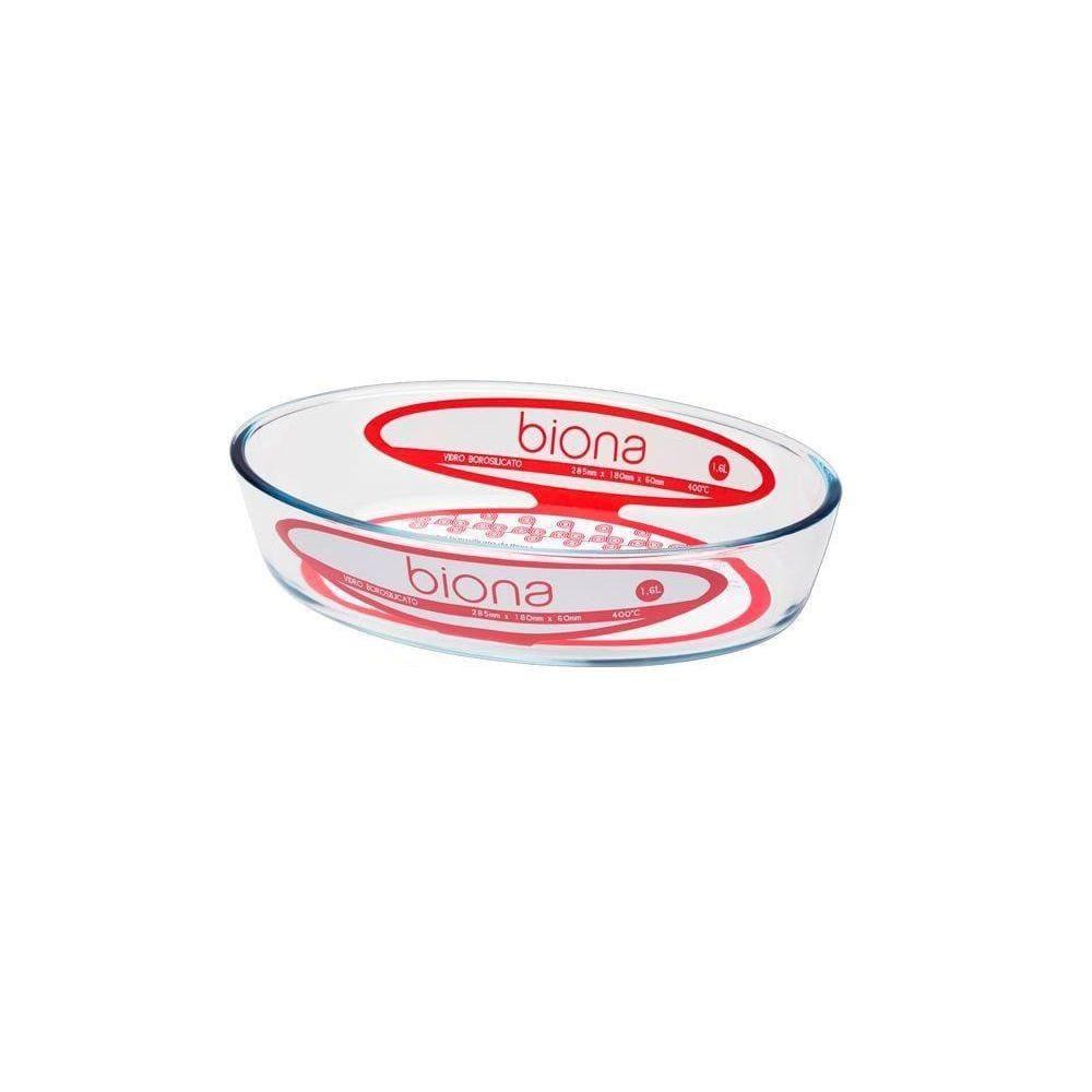 Assadeira de Vidro Oval 26x18cm 1,6 Litros Biona