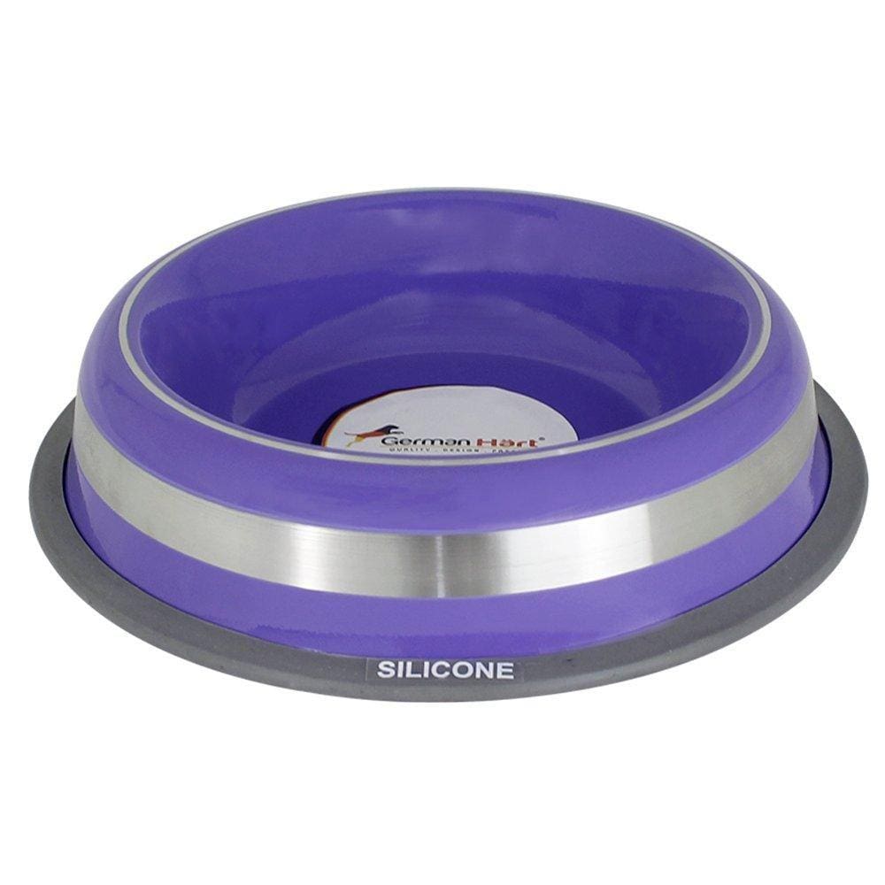 Comedouro Inox GermanHart com Anel de Silicone Prestige Roxo - 950 mL
