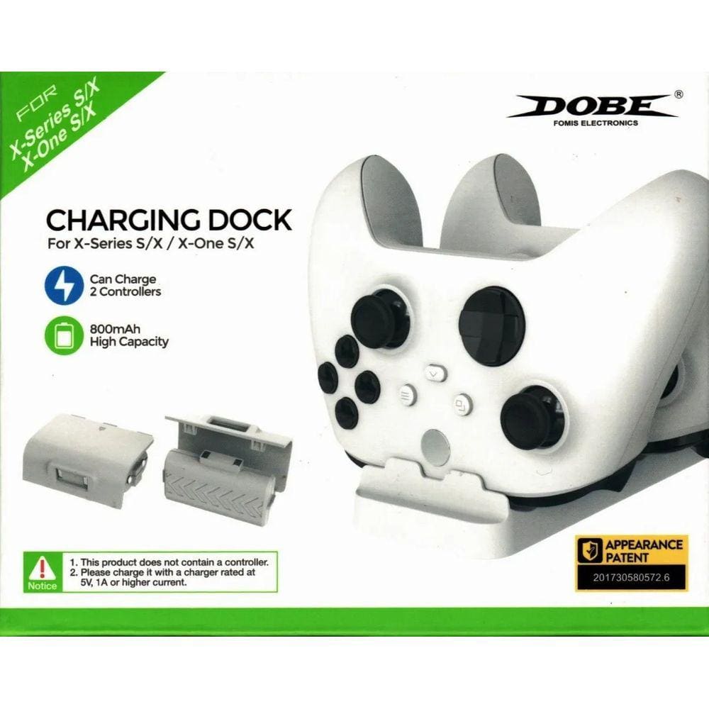 Carregador Duplo Branco Compatível Com Xbox Series Xbox One Kit C/ 2 Baterias + 4 Tampas