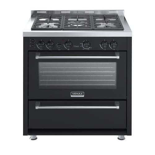 imagem-Fogao 5 Bocas Venax Temis Preto Gas Glp - Bivolt