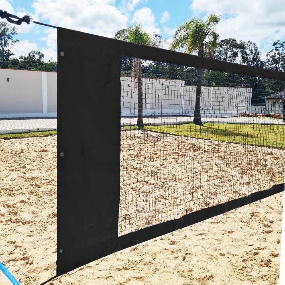 Rede Multiuso Zaka Volei Beach Futevolei com banda lateral Preta 9,60m x 1m