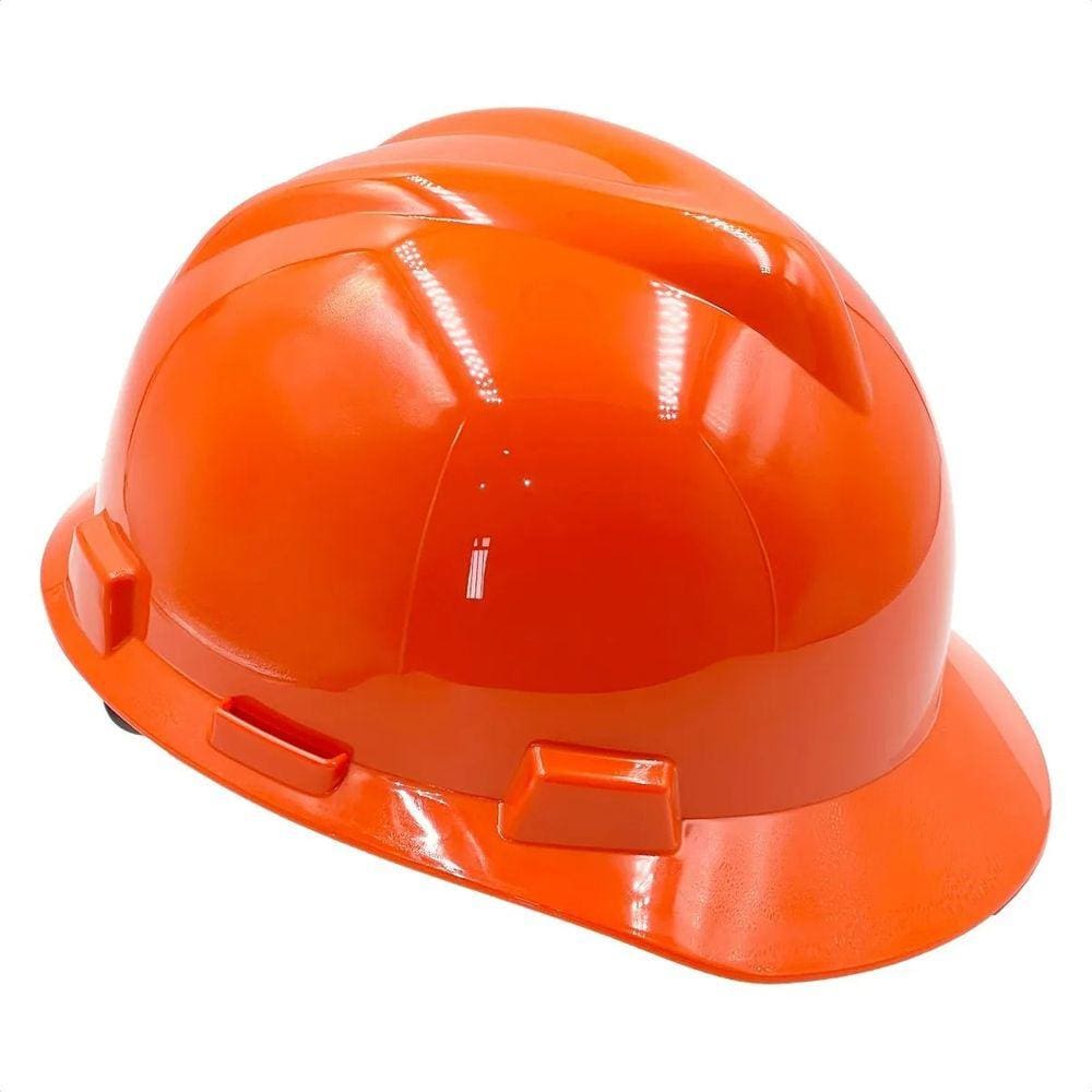 Capacete MSA V-Gard C/ Carneira Push Key e Jugular Laranja CA 498