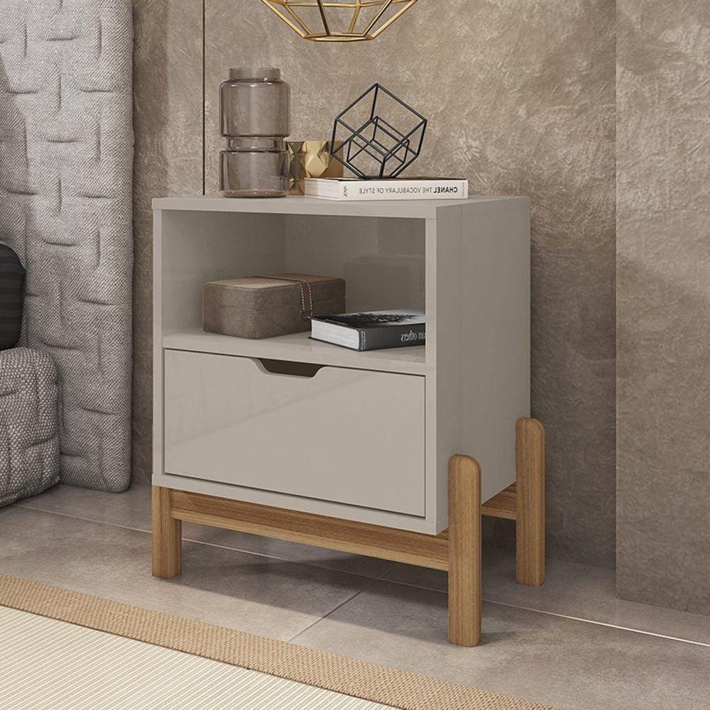 Mesa de Cabeceira 1 Gaveta 1 Nicho Antares Casa D Off White