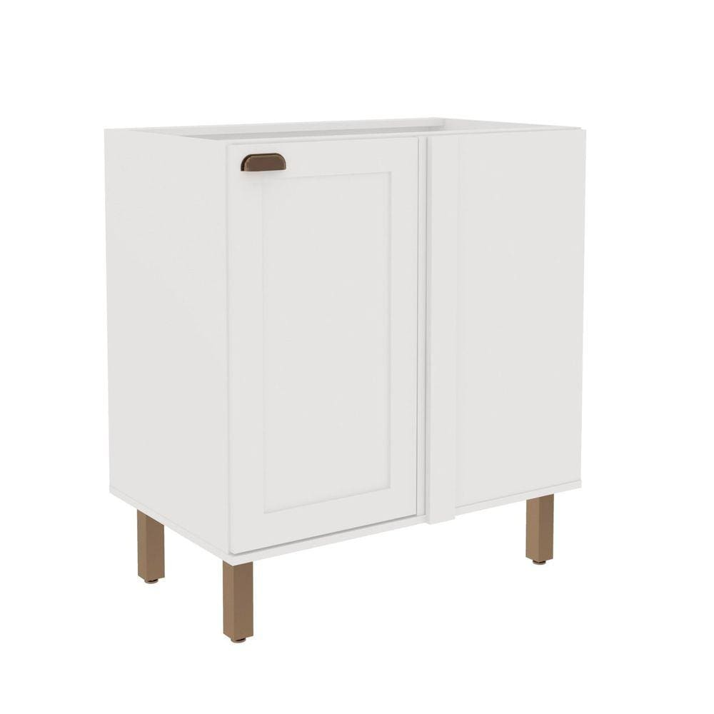 Balcão de Canto para Cozinha 1 Porta sem Tampo Iluminata Genialflex Branco