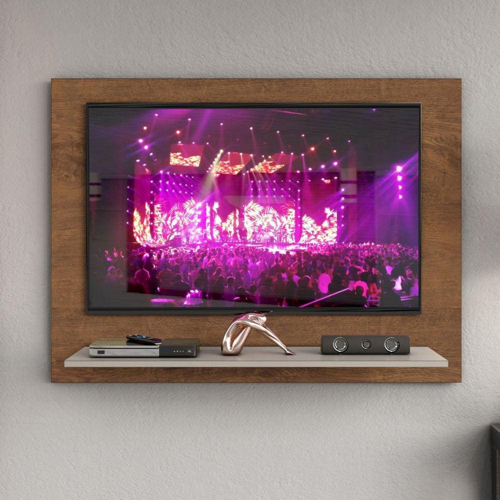 Painel para TV até 42 Polegadas 108cm 1 Prateleira Florence Zanzini Marrom/Off White