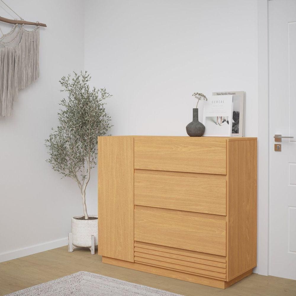 Cômoda Sapateira 1 Porta 4 Gavetas Samambaia CabeCasa MadeiraMadeira Carvalho