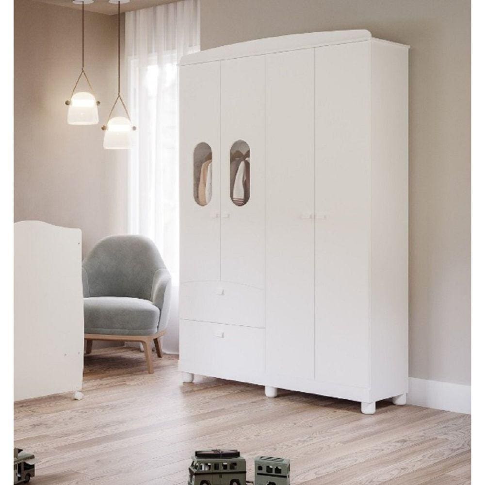 Guarda Roupa para Bebês 4 Portas 2 Gavetas Happy Espresso Móveis