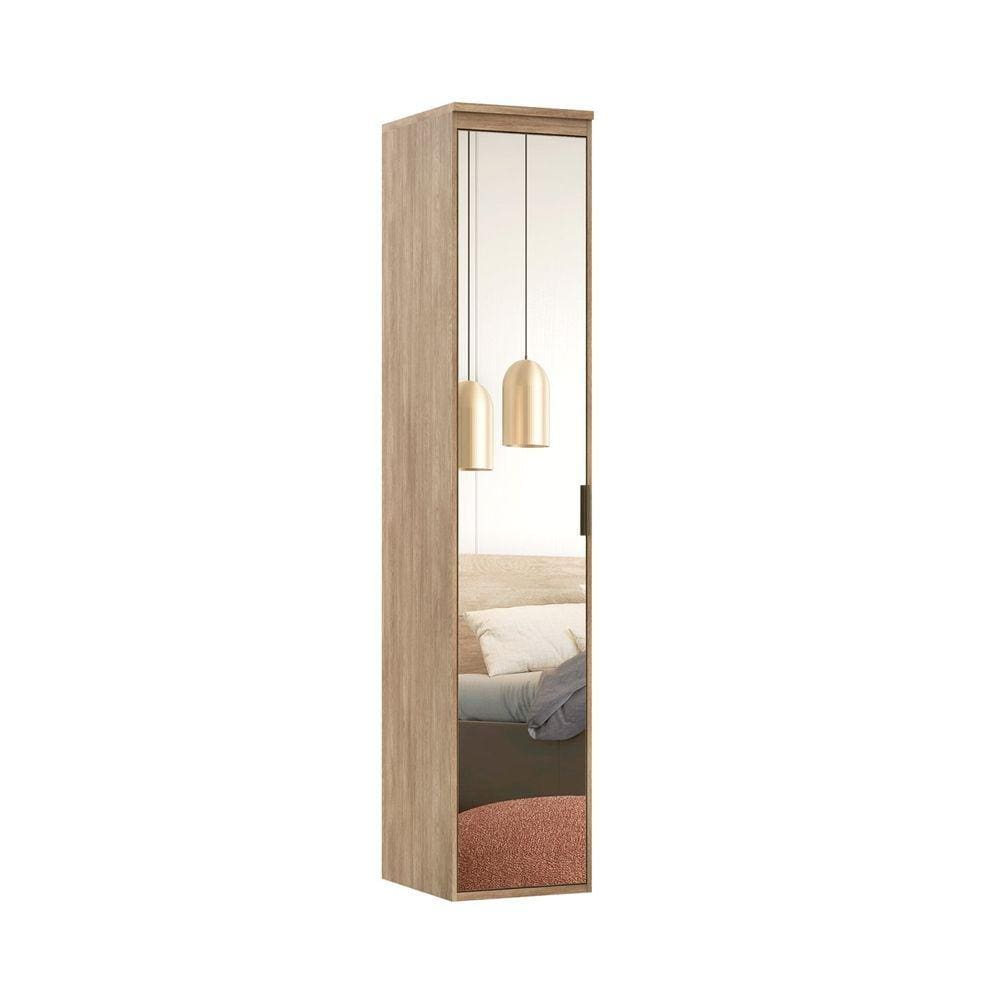 Guarda Roupa Modulado 45cm 1 Porta com Espelho 1 Cabideiro 3 Gavetas Belmax Carvalho