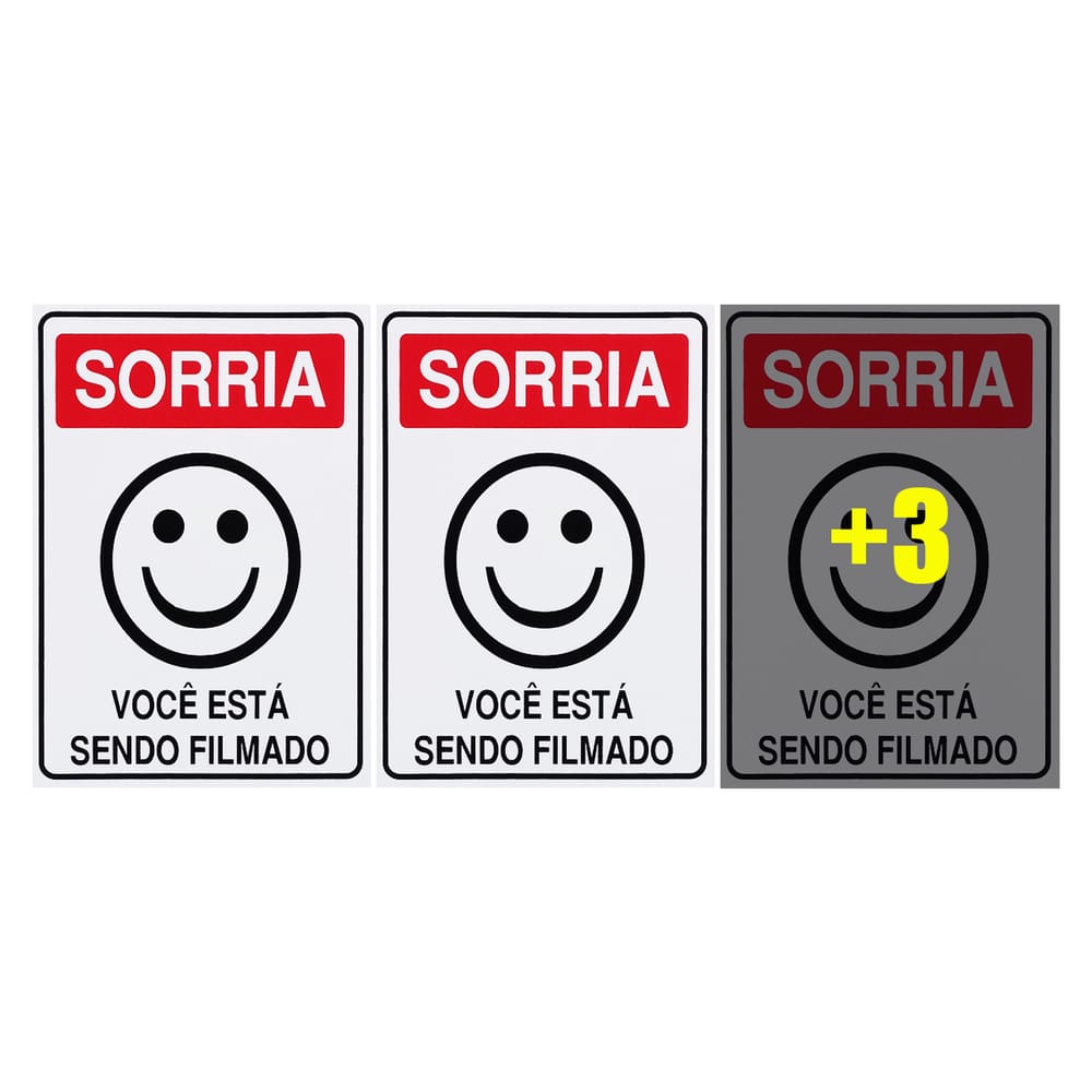Combo 6 Placas De Sinalização Sorria Você Está Sendo Filmado 15x20 Acesso - P-26 F9e
