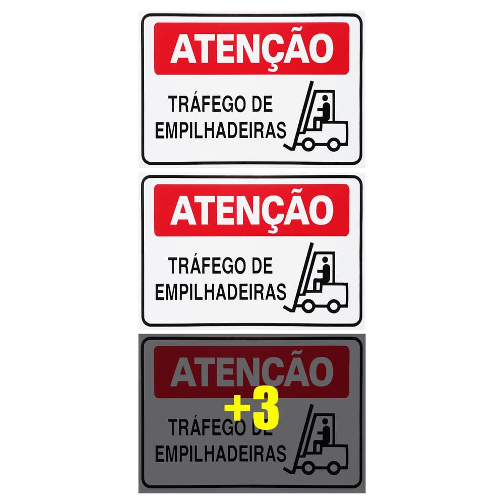 Combo 6 Placas De Sinalização Atenção Tráfego De Empilhadeiras 30x20 Acesso - S-226 F9e