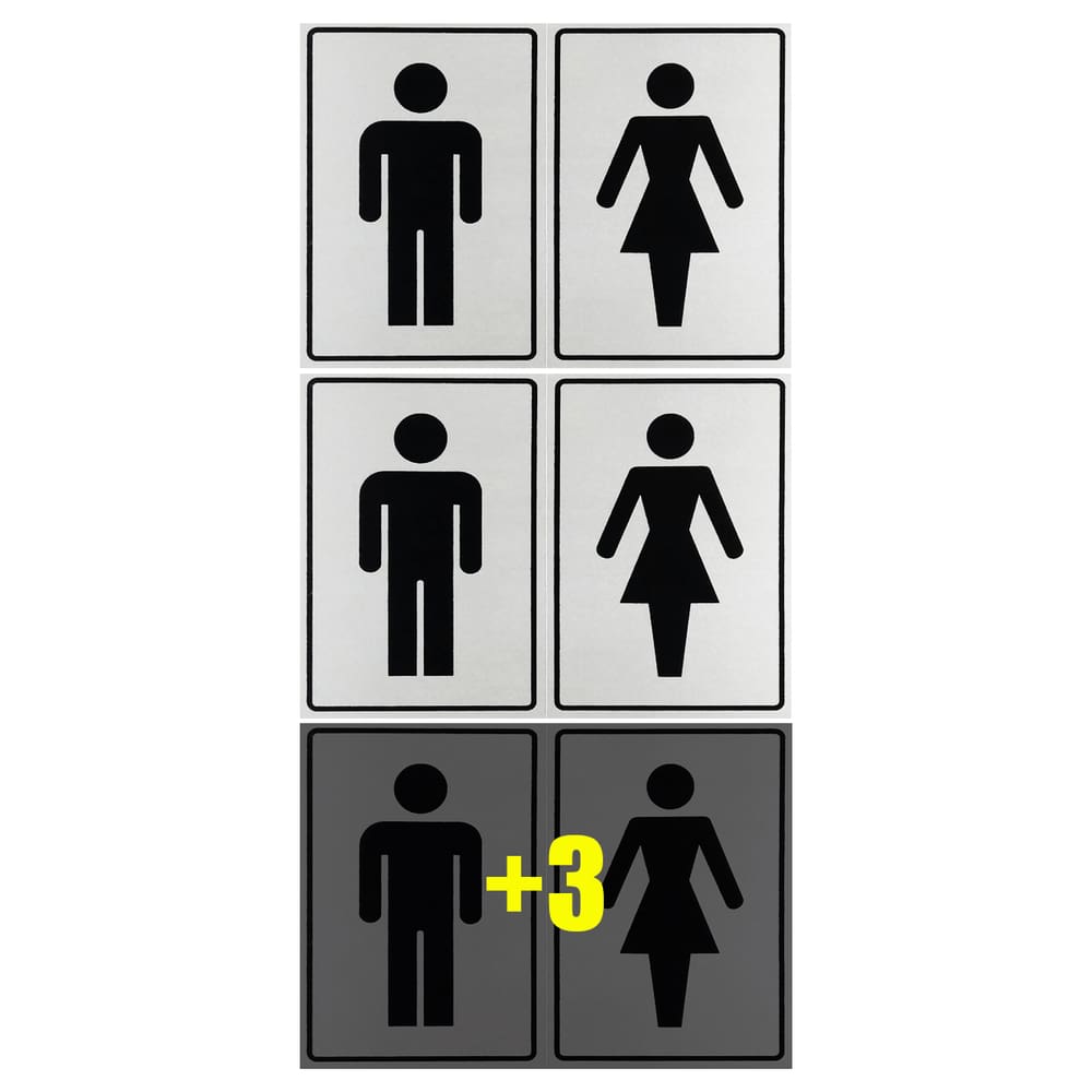 Combo 6 Placas De Sinalização Banheiro Masculino / Feminino 20x15 Acesso - B-567 F9e