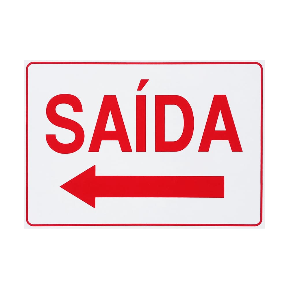 Placa De Sinalização Saída Com Seta Para Esquerda 30x20 Acesso - S-212 F9e