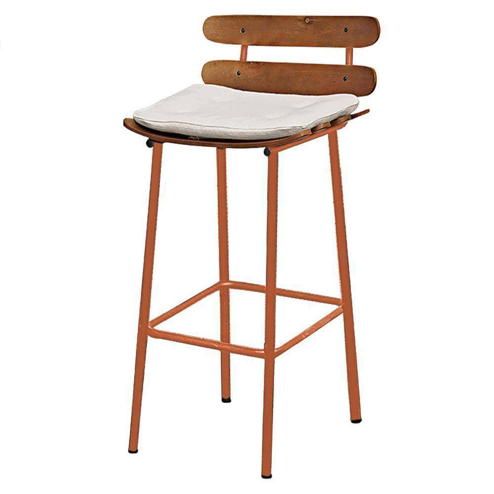 Banqueta Alta Costela Decorativa Assento Em Tecido Suede