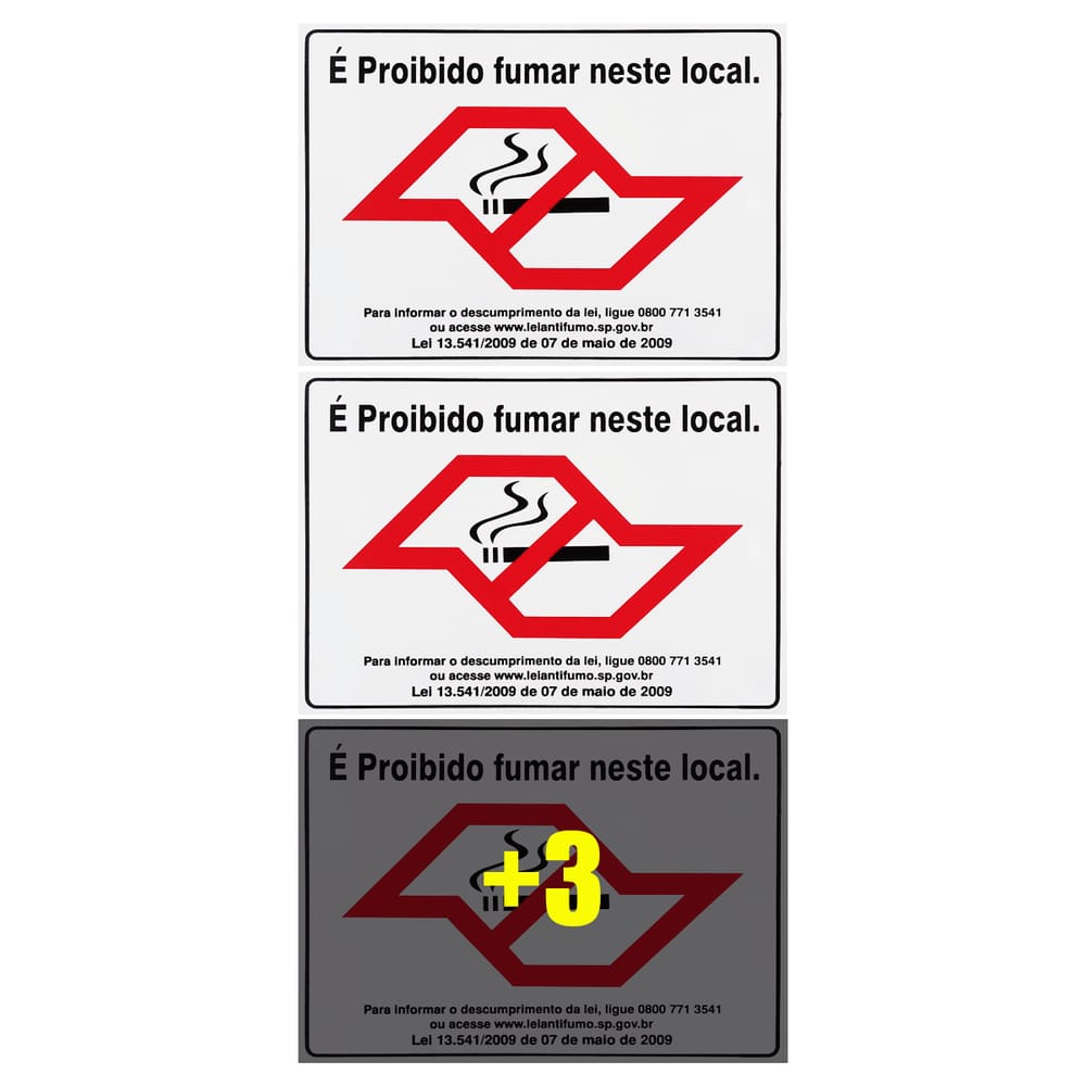 Combo 6 Placas De Sinalização É Proibido Fumar Neste Local 25X20 Acesso - P-5/2 F9e