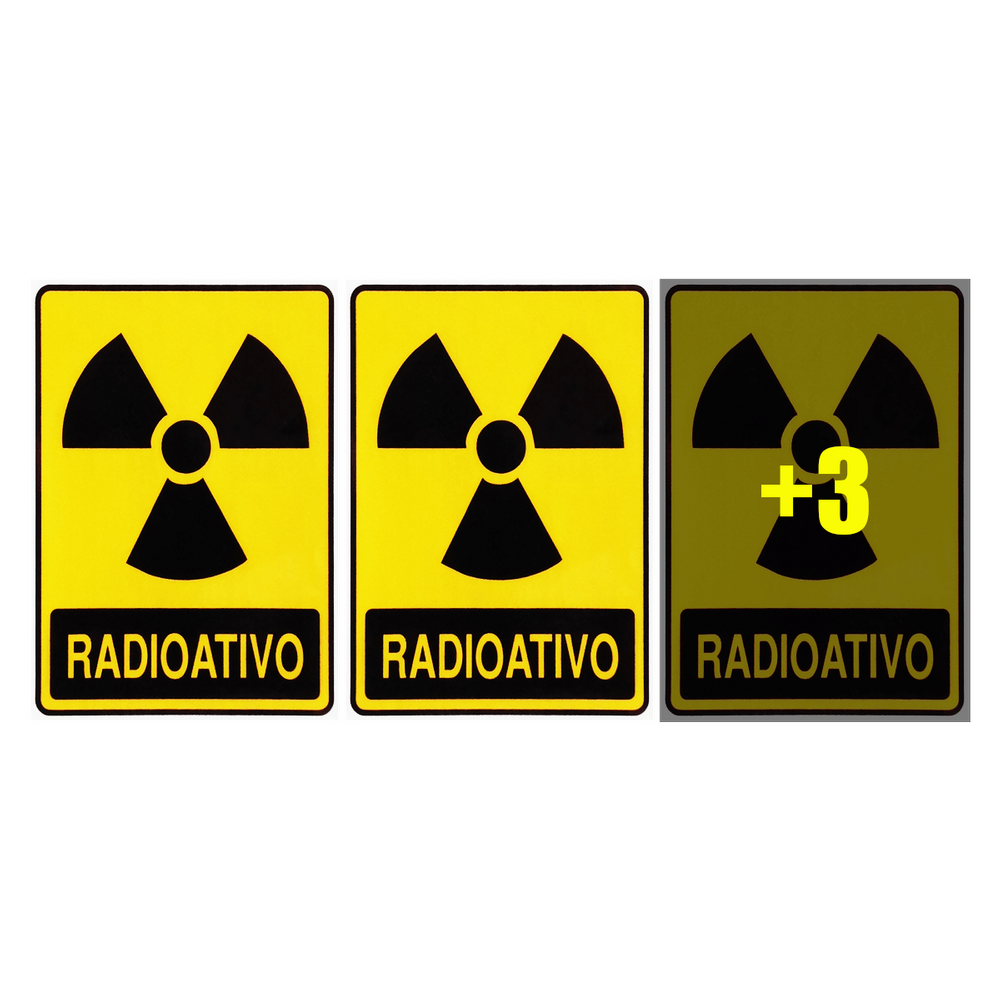 Combo 6 Adesivos De Sinalização Lixo Radioativo 15x20 Acesso - S-245 F9e