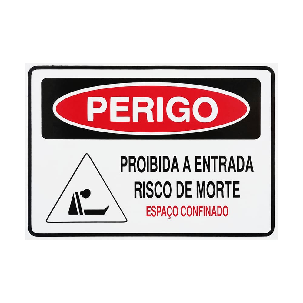 Placa De Sinalização Perigo Proibida A Entrada Risco De Morte Espaço Confinado 30x20 Acesso - S-235/2 F9e