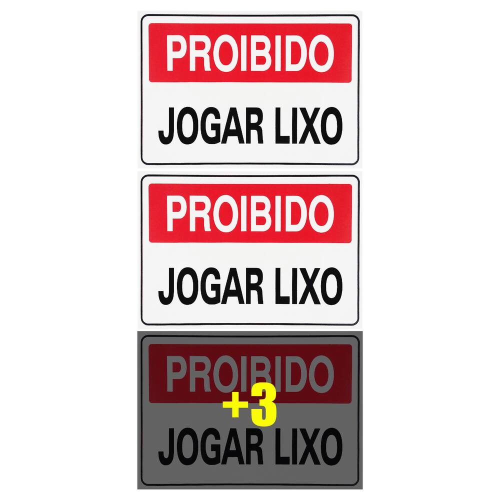 Combo 6 Placas De Sinalização Proibido Jogar Lixo 30x20 Acesso - P-10 F9e