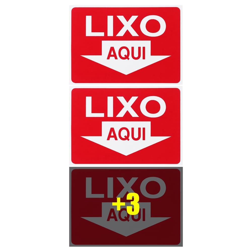 Combo 6 Placas De Sinalização Lixo Aqui 20x15 Acesso - P-9/1 F9e