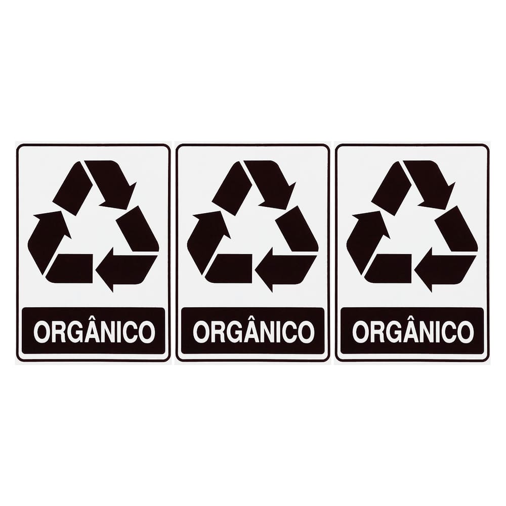 Combo 3 Adesivos De Sinalização Lixo Orgânico 15x20 Acesso - S-238 F9e