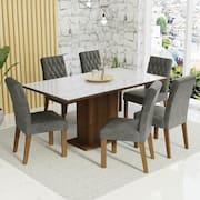 Conjunto Sala De Jantar Mesa Tampo De Vidro 6 Cadeiras