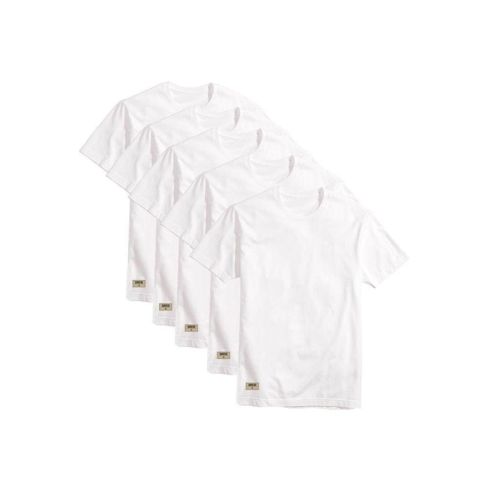 Kit 5 Camisetas Brancas Basicas Masculina 100% Algodão 30.1