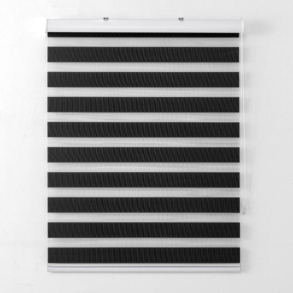 Persiana Rolo Duplo Zebra Com Bandô Preta 180 cm (Largura) x 220 cm (Altura) Cortina Double Vision