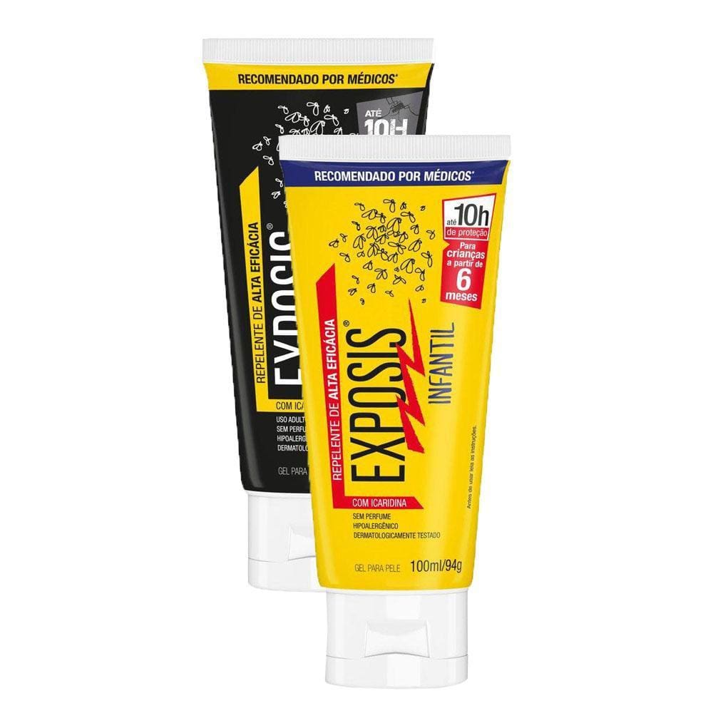 Kit Repelente Exposis Extreme Gel 100ml + Repelente Gel Exposis Infantil sem Perfume 100ml