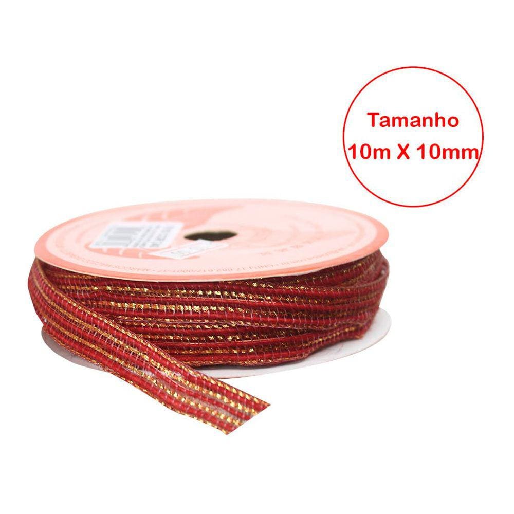 Kit 4 Rolo Fita De Juta Vermelho Natal Decoração Natalina 10mm x 10m