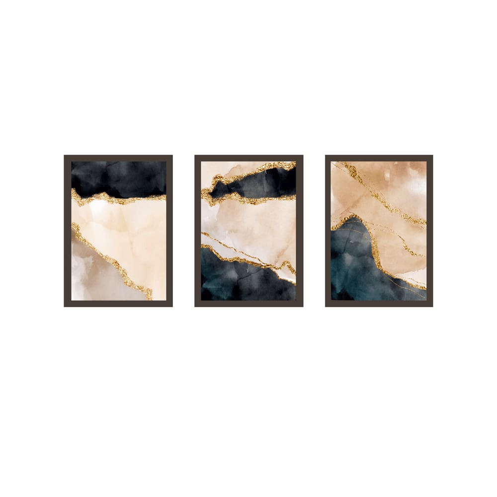Tríptico - Quadros Decorativos Abstrato Mármore Grande