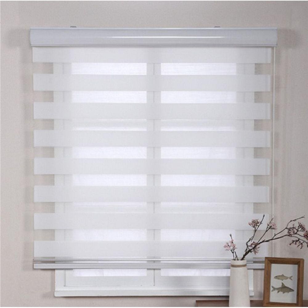 Persiana Rolo Duplo Zebra Com Bandô Branca 100 cm (Largura) x 220 cm (Altura) Cortina Double Vision