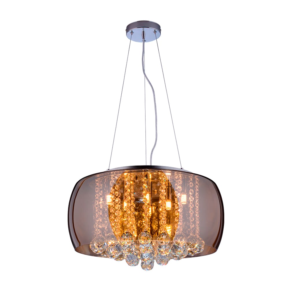 Lustre Pendente Plafon em Vidro e Cristal Attractive 50cm Moderno Quarto Sala Bivolt