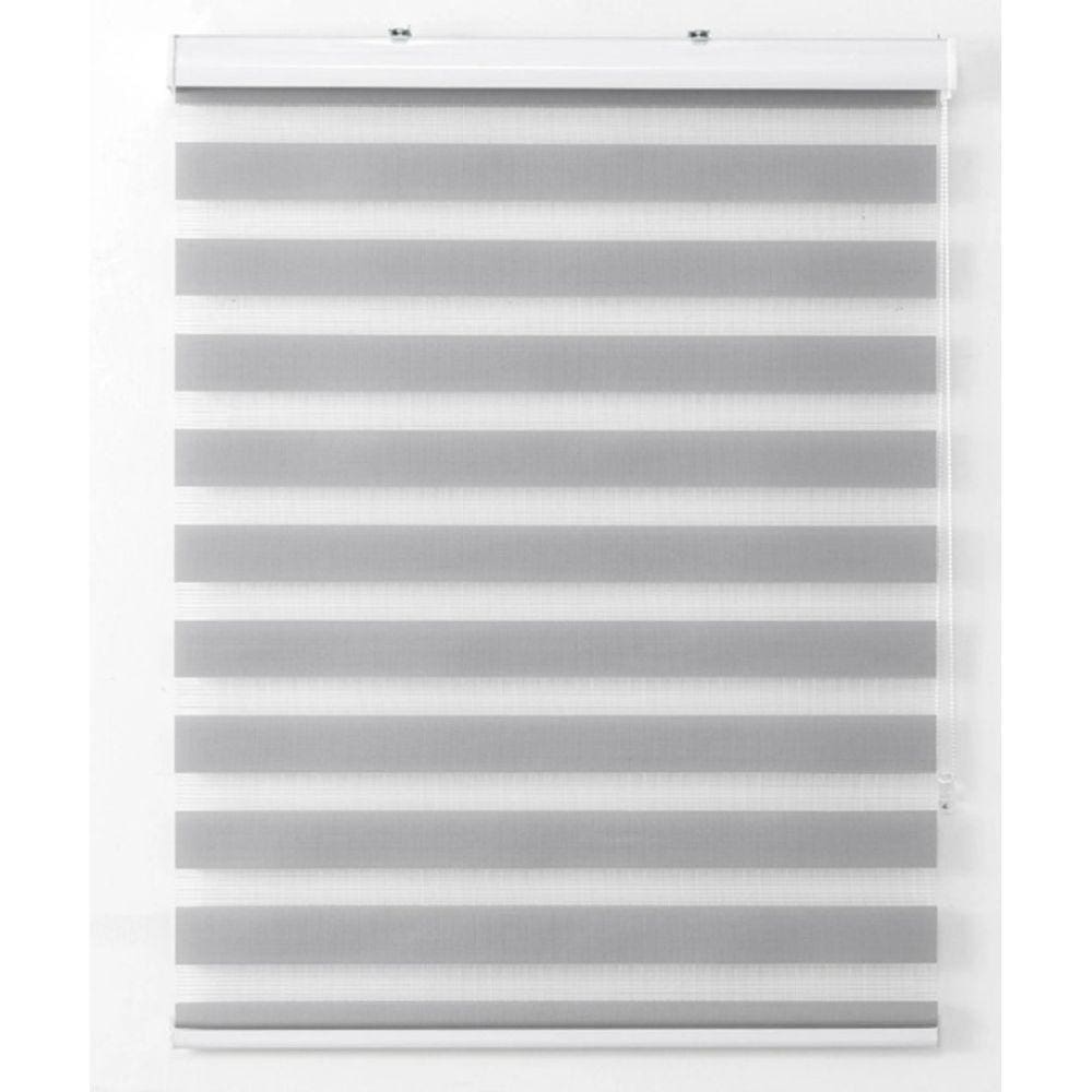 Persiana Rolo Duplo Zebra Com Bandô Cinza 140 cm (Largura) x 160 cm (Altura) Cortina Double Vision