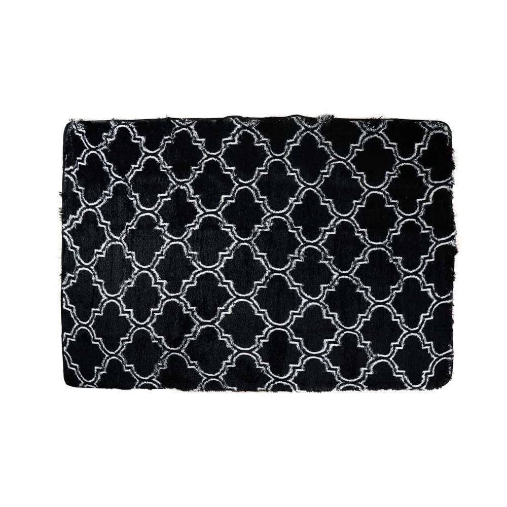 Tapete para Sala Prizi De Luxo Geométrico - Preto/Branco- 150x200cm