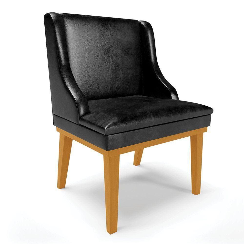 Cadeira Liz Corano Base Fixa Madeira Castanho - Cor Preto