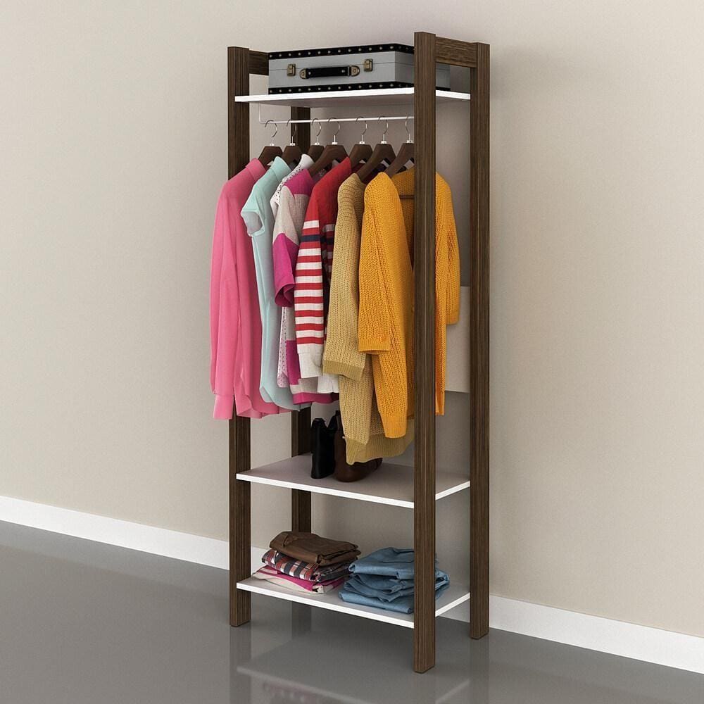 Armário Closet Com Prateleira Cr35007 Branco/Nogal