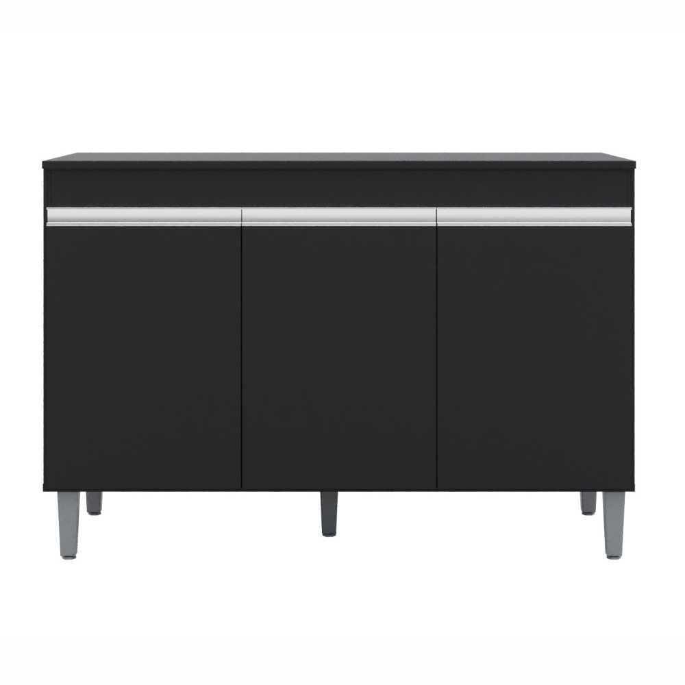 Balcão De Pia Cozinha Manu 120Cm Preto 1888 Sem Tampo