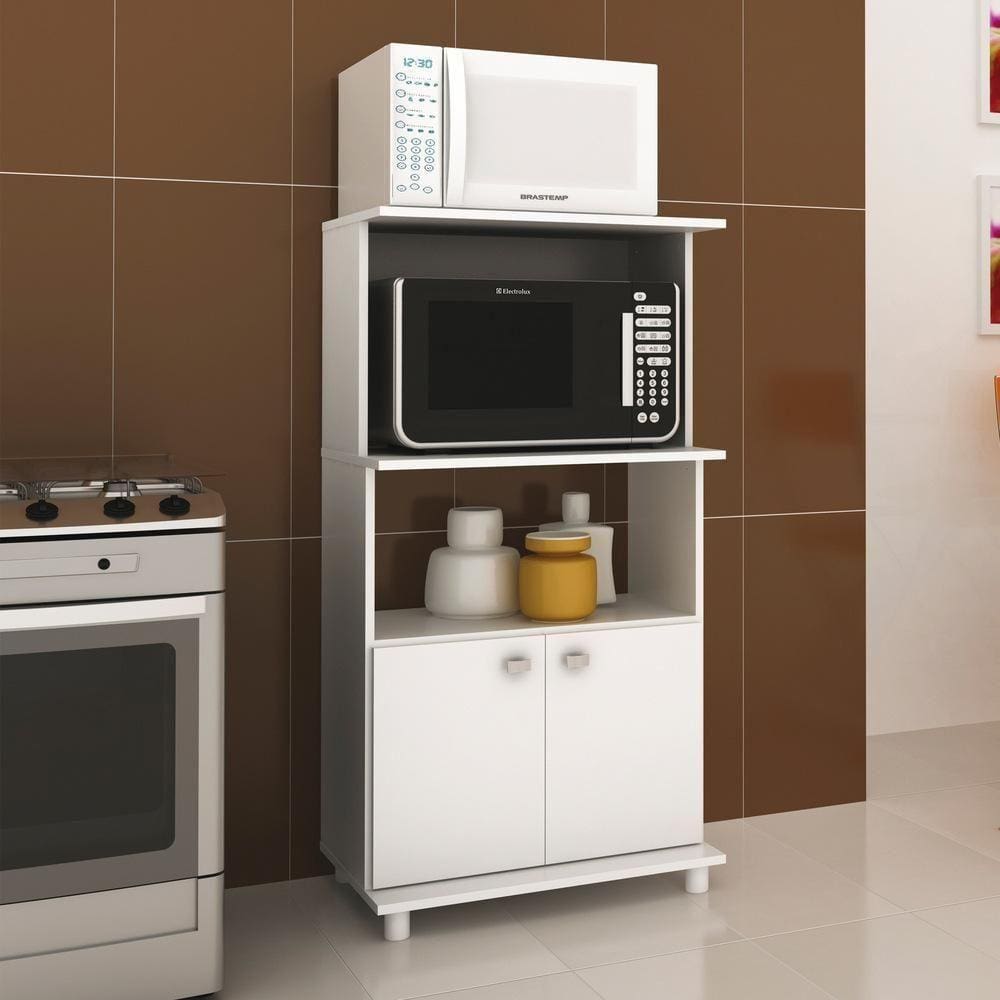 Balcão Para Forno E Microondas Com 2 Portas Cr20004 Branco
